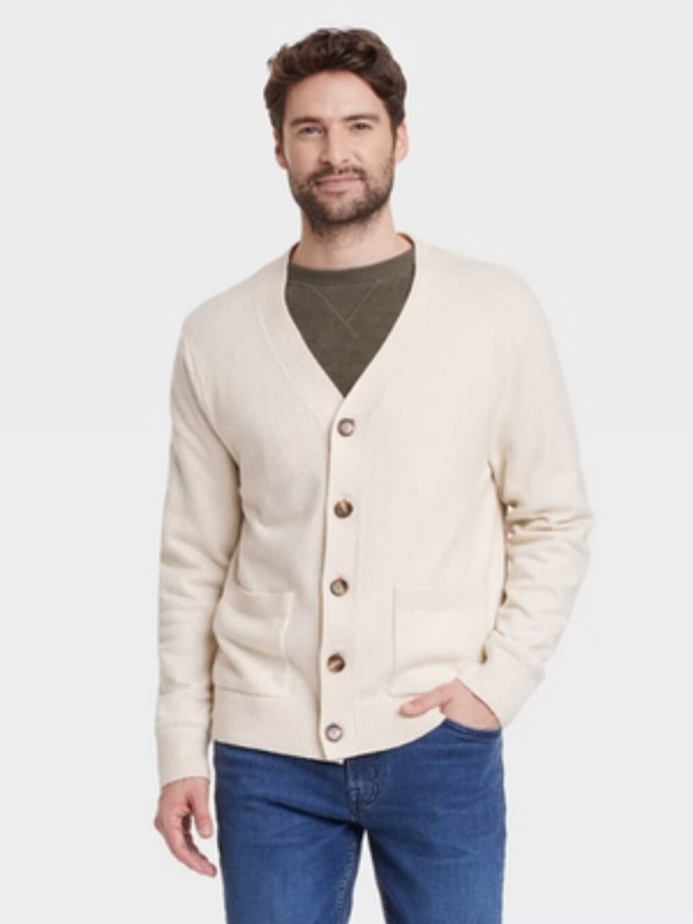 Goodfellow & Co French Terry Cardigan Cream Small NWT